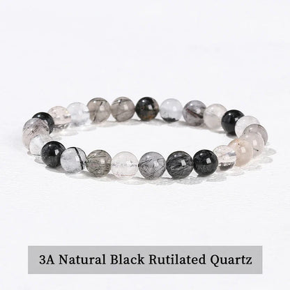 Natural Stone Beaded Bracelet - Obsidian, Fluorite & Quartz Healing Stretch Jewelry for Men & Women