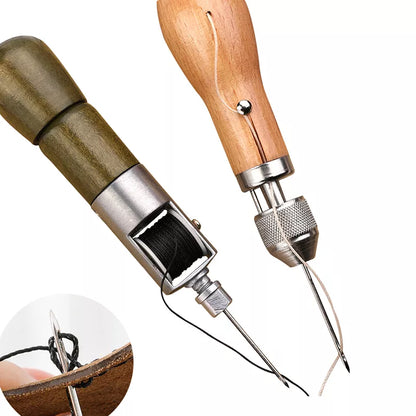 DIY Leather Sewing Awl Kit: Hand Sewing Tools with Waxed Thread - Craft Edge Stitching for Belts, Strips, Shoemaker & Canvas Repair