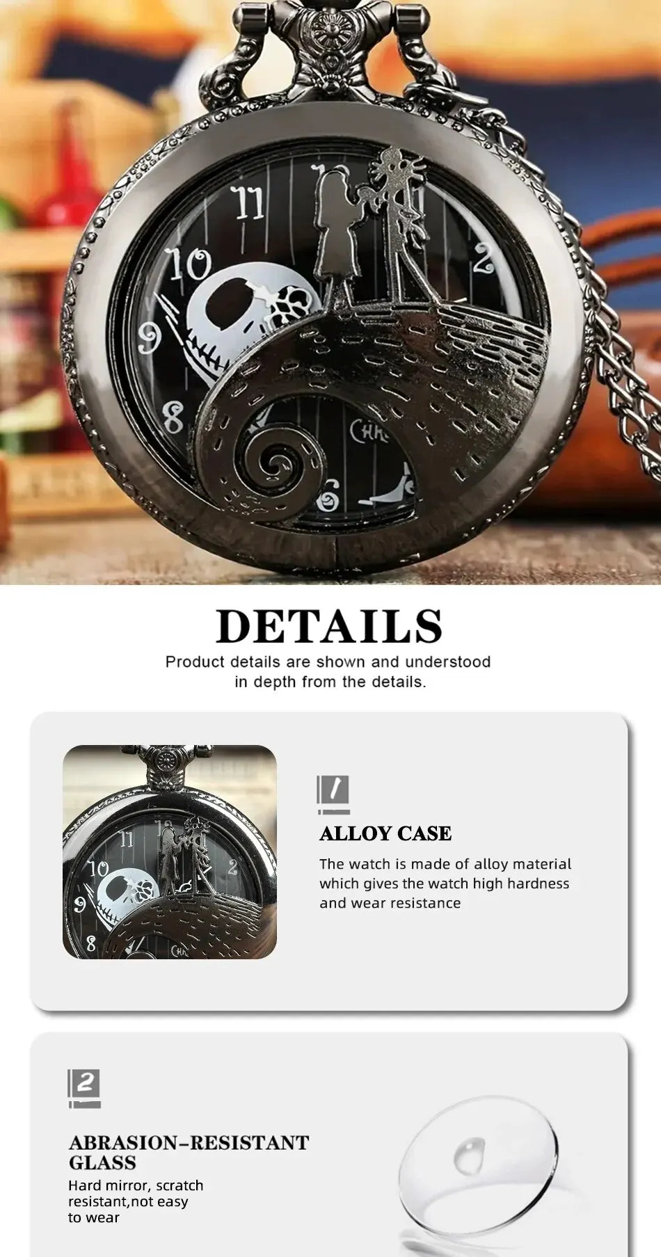 Fashion Skeleton Quartz Pocket Watch with Chain Necklace - Vintage Pendant Clock for Men & Women