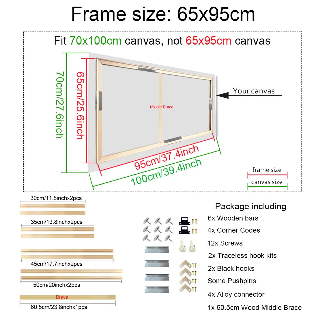 Wooden Canvas Frames – 30x40, 40x50, 50x70, 60x90cm for Photos, Oil Paintings & Diamond Painting Wall Art