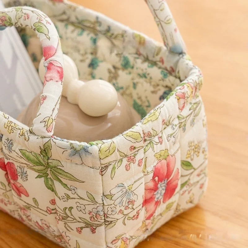 Thickened Cotton Fabric Storage Basket – Small Size Home Organizer for Cosmetics, Toys & Snacks, Household Cloth Storage Bin