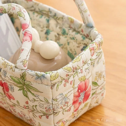 Thickened Cotton Fabric Storage Basket – Small Size Home Organizer for Cosmetics, Toys & Snacks, Household Cloth Storage Bin