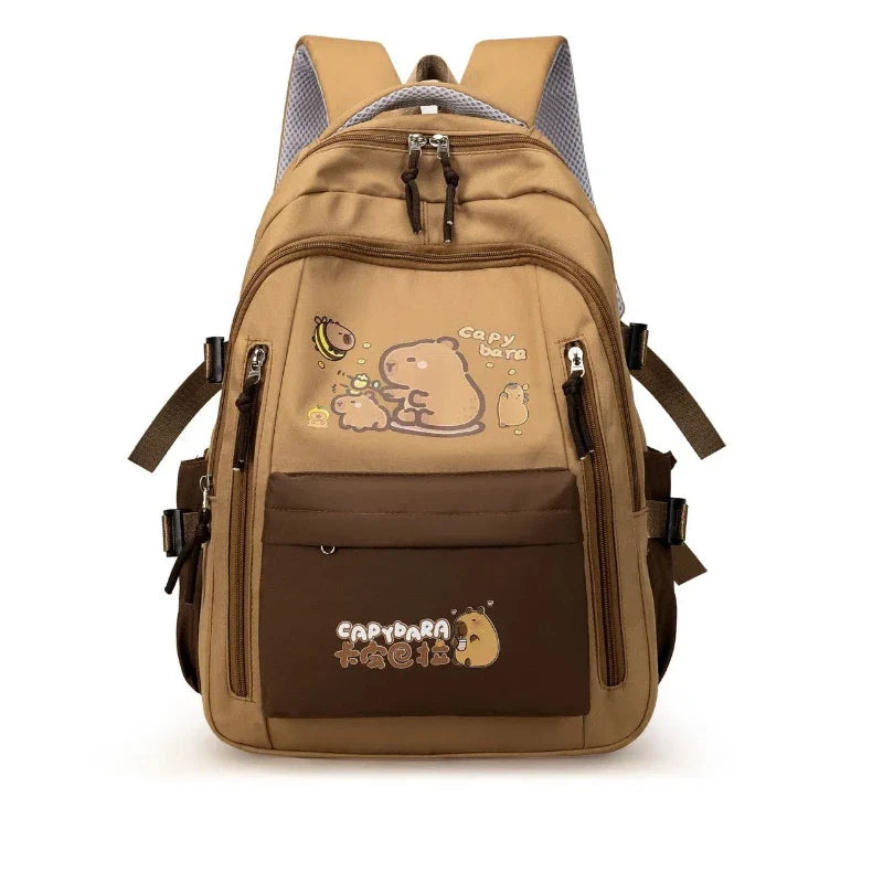 Kawaii Capybara School Backpack Set – Cute Girls Casual Daypack, Kids Bookbag & Travel School Bag Set
