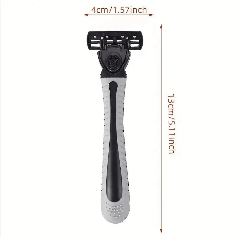 6-Layer Manual Safety Razor – Stainless Steel Double Edge Blade Shaver for Beard & Moustache Grooming