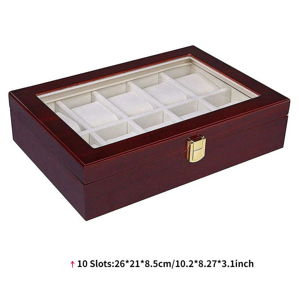 Luxury Wooden Watch Box Organizer – 1/2/3/5/6/10/12 Grid Slots Display Case for Men & Women Watches Jewelry
