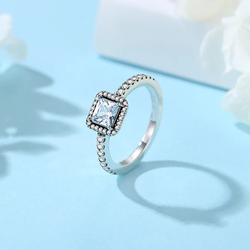 925 Sterling Silver Women’s Ring – Crown, Heart & Wishbone Design with Crystal, Rose Gold Engagement & Wedding Jewelry