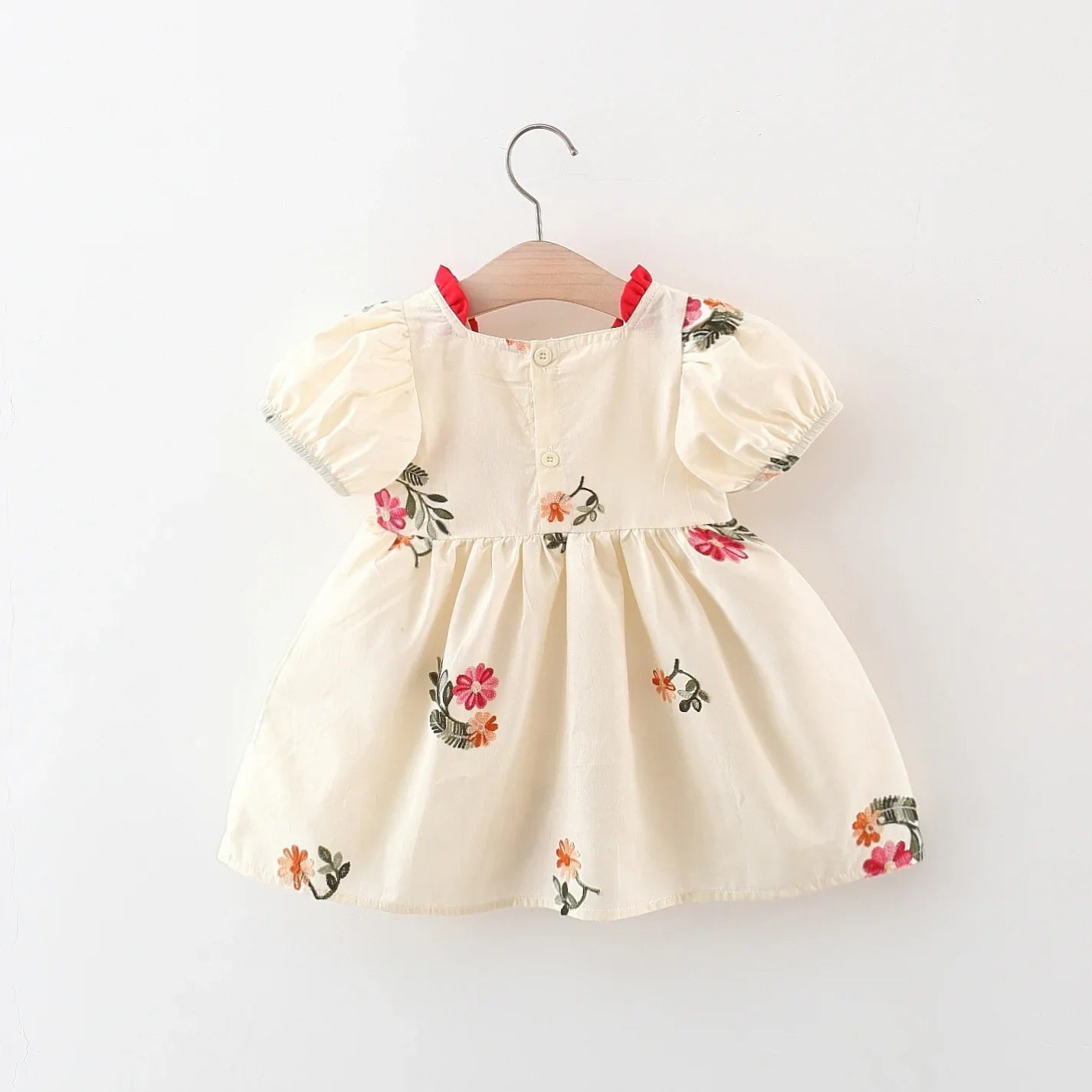Summer Baby Girl Dress – Cute Embroidered Cotton Skirt with Bubble Sleeves, 0-3 Years