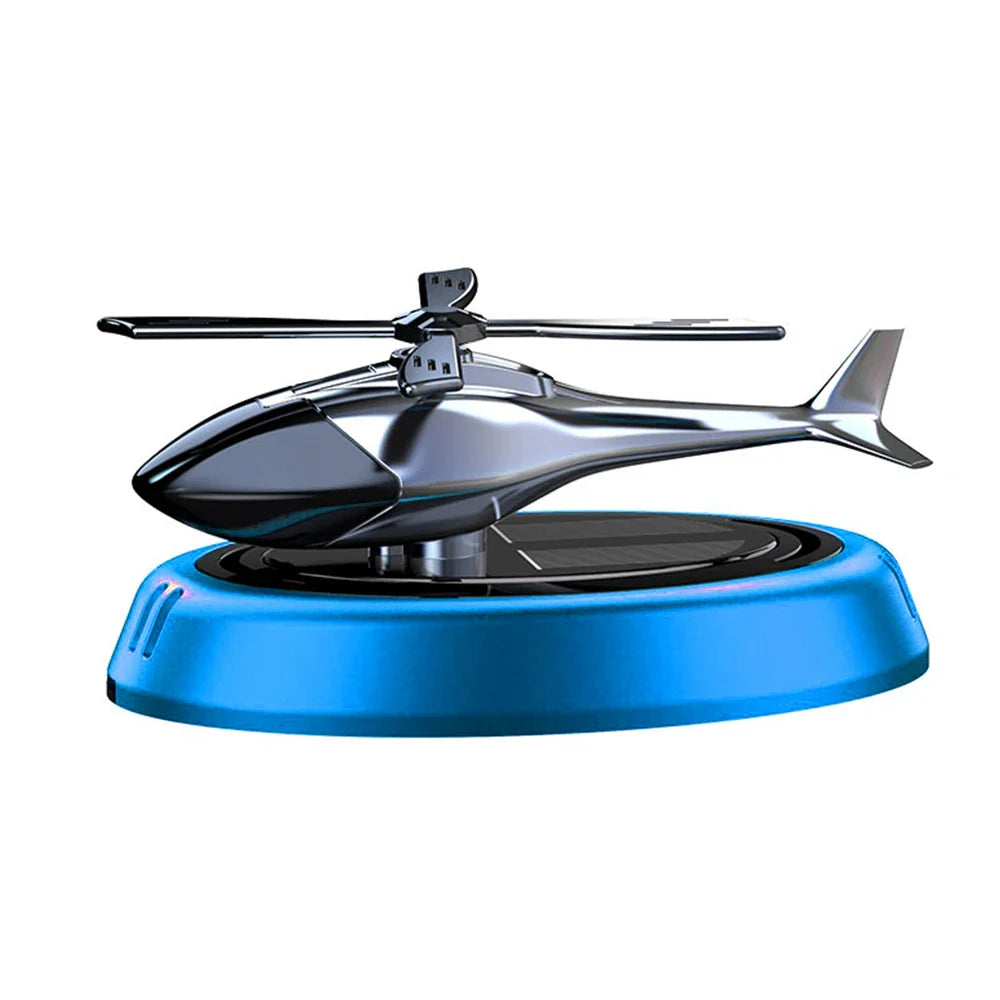 Solar-Powered Rotation Helicopter Car Air Freshener – Alloy + ABS Wooden Aromatherapy Aroma Diffuser
