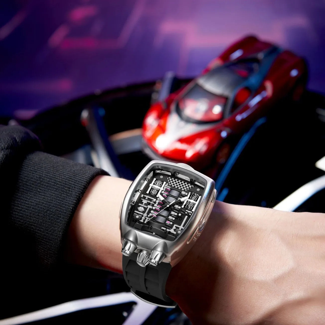 Alien Y2K Transparent Quartz Watch - Creative Hollow Case Design Fashion Men's Wristwatch with Unique Retro Style