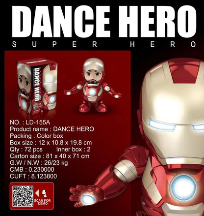 Marvel Iron Man Dance Action Figure – LED Light Singing Robot, Spiderman & Avengers Superhero Toy, Kid’s Christmas Gift