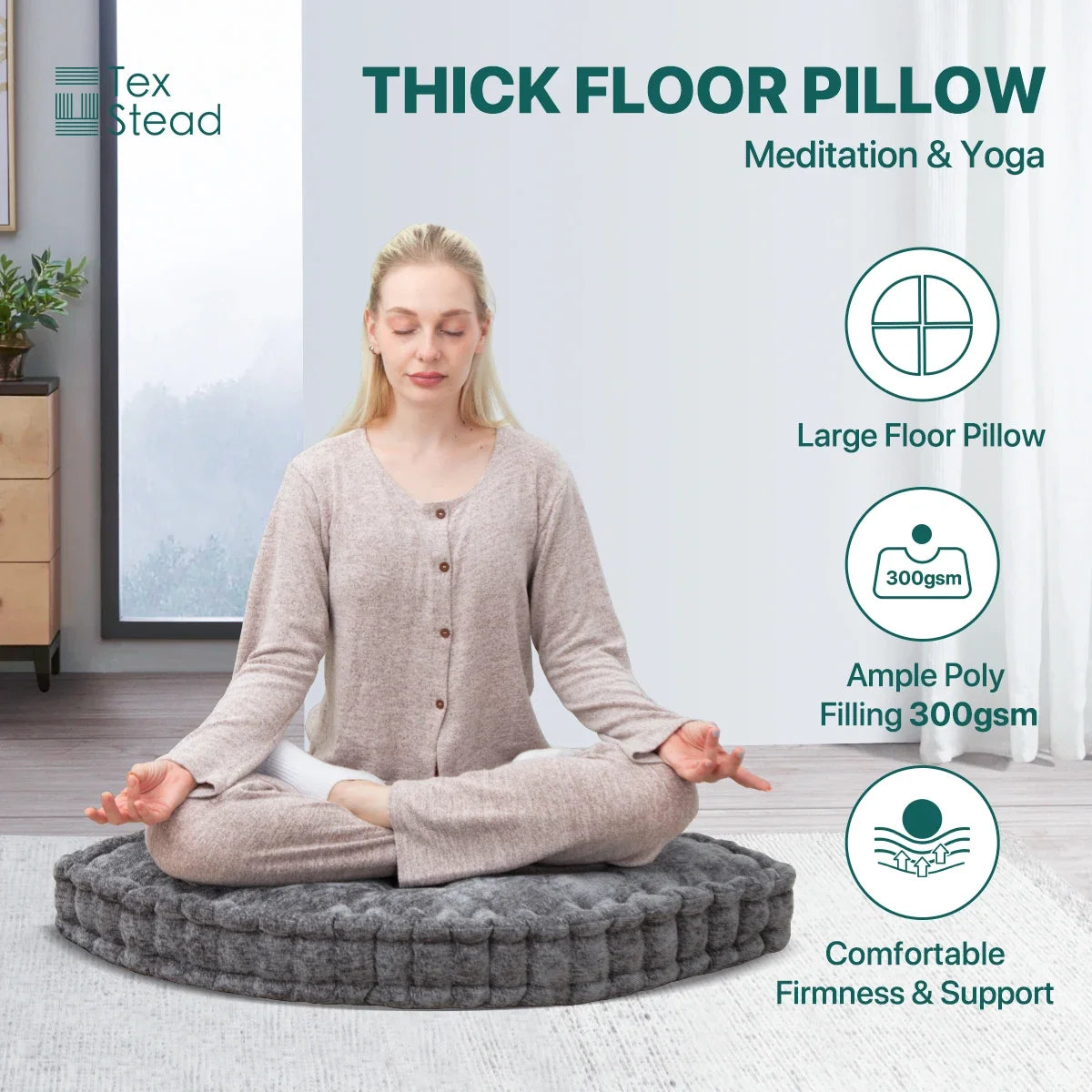Triangular Reading Cushion - Removable Adjustable Floor Pillow & Portable Chair Support