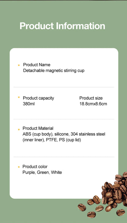 Automatic Rechargeable Electric Coffee Cup Stirrer – Stainless Steel Magnetic Self-Stirring Mug with Detachable Base