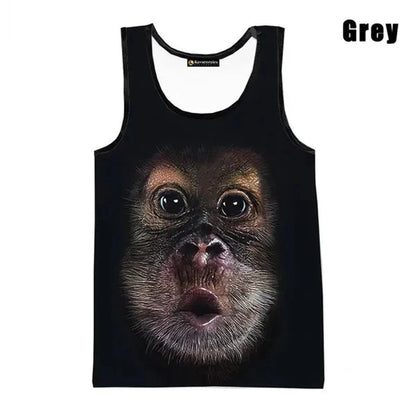 3D Gorilla Print Tank Top - Oversized Sleeveless Summer Streetwear for Men