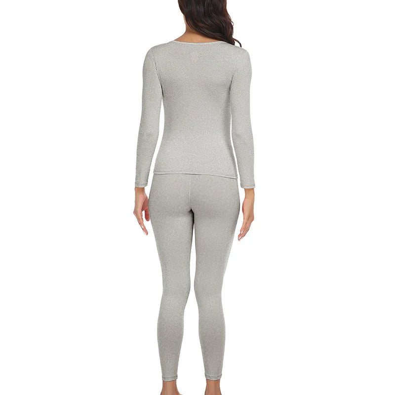 Women's Thermal Underwear Set - Fleece-Lined Long Johns Base Layer Top and Bottom, 2 Piece Set