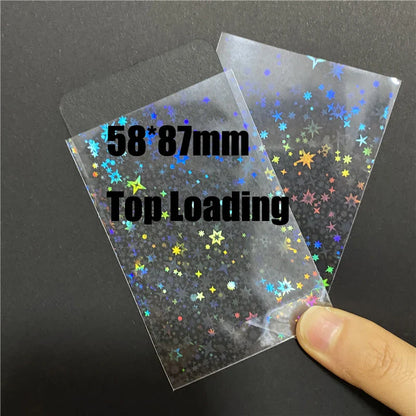 50pcs Heart-Shaped Foil Card Sleeves — 11 Styles, Top-Loading Protector for Pokémon, YGO, Board Games, Photos & K-Pop Cards