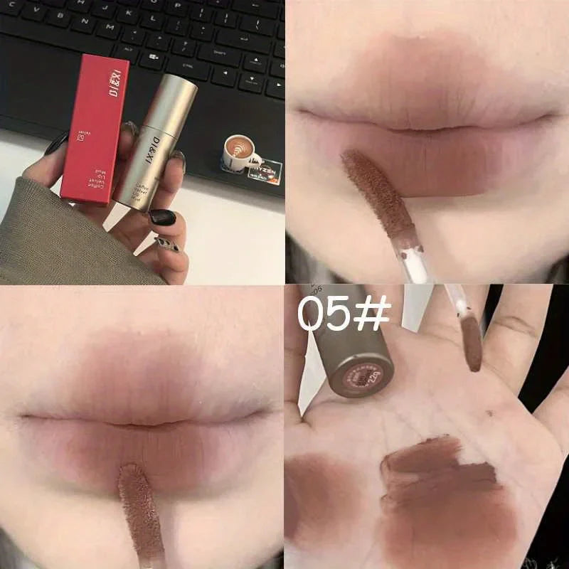 Long-Lasting Waterproof Matte Velvet Lip Gloss – Smooth Nude Brown Lip Tint for Festival Gifts