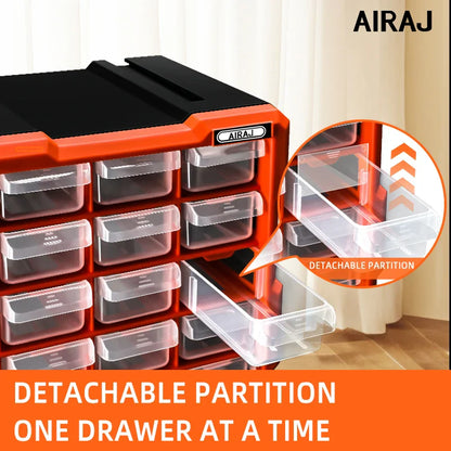AIRAJ 18in Plastic Drawer Storage Cabinet – 18/39/60 Drawer Organizer for Garage, Beads, LEGO, and Makeup Storage