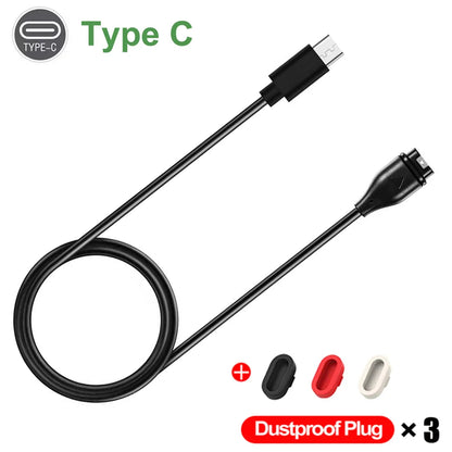 1M USB Type-C Charging Cable for Garmin Fenix 5–7 Series, Vivoactive & Venu – Fast Charge with Dustproof Plug