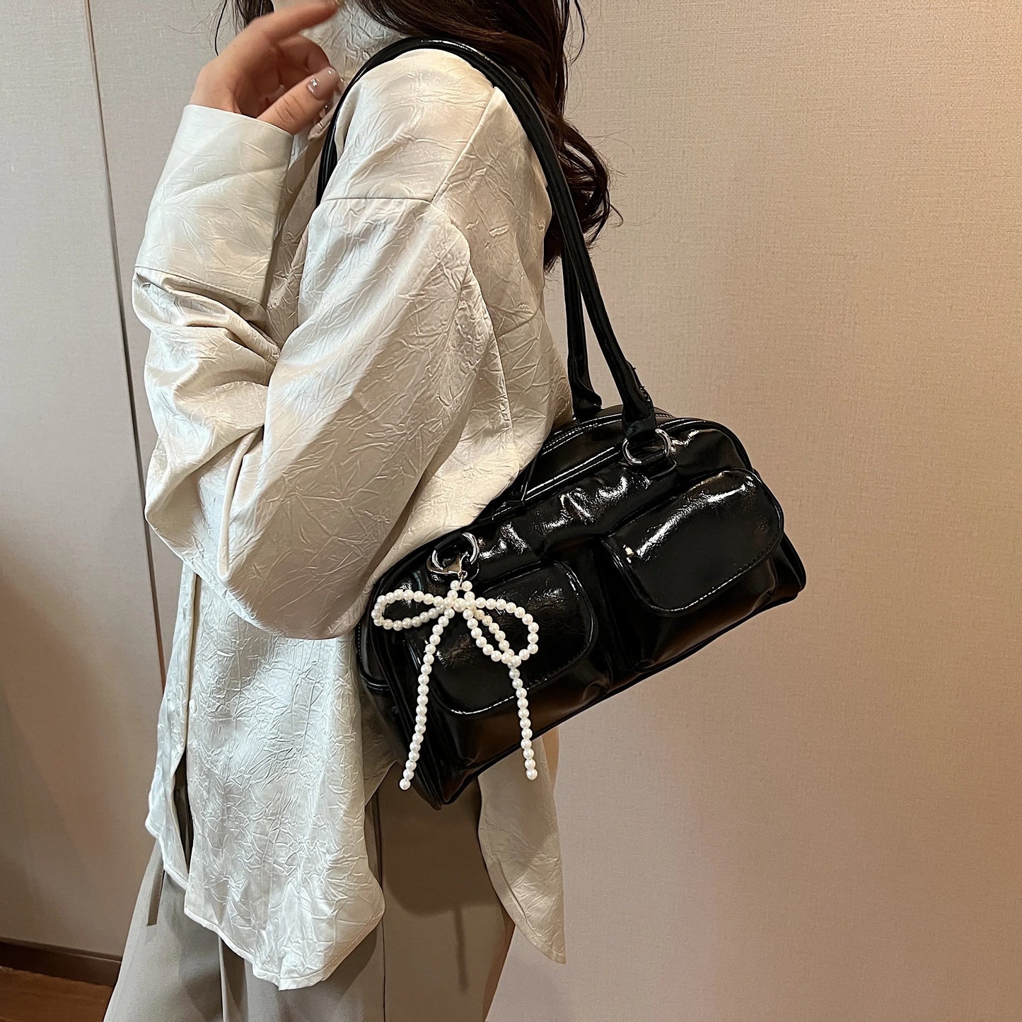 Fashionable Underarm Bow Pillow Bag for Women – 2024 Korean Edition Simple Trendy Shoulder Bag