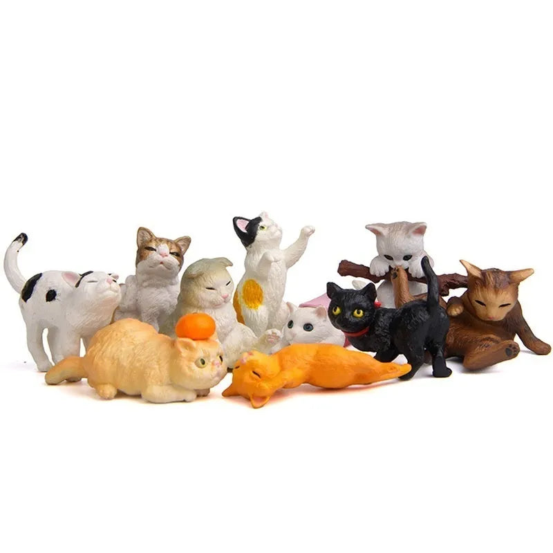 10Pcs Cat Miniature Garden Figurines - Colorful Creative Home Decor for Your Mini Landscaping