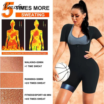 Vensslim Women's Sauna Suit: Sweat Shirt, Slimming Hot Thermo Shapewear for Full Body, Waist Trainer Legging Trimmer Corset