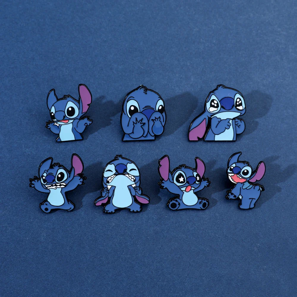 7 Pcs Lilo & Stitch Enamel Pins Set | Creative Stitch Brooches for Backpacks, Clothing & Accessories