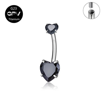 G23 Titanium Double-Head Navel Ring - Fashionable Love Design Belly Button Jewelry