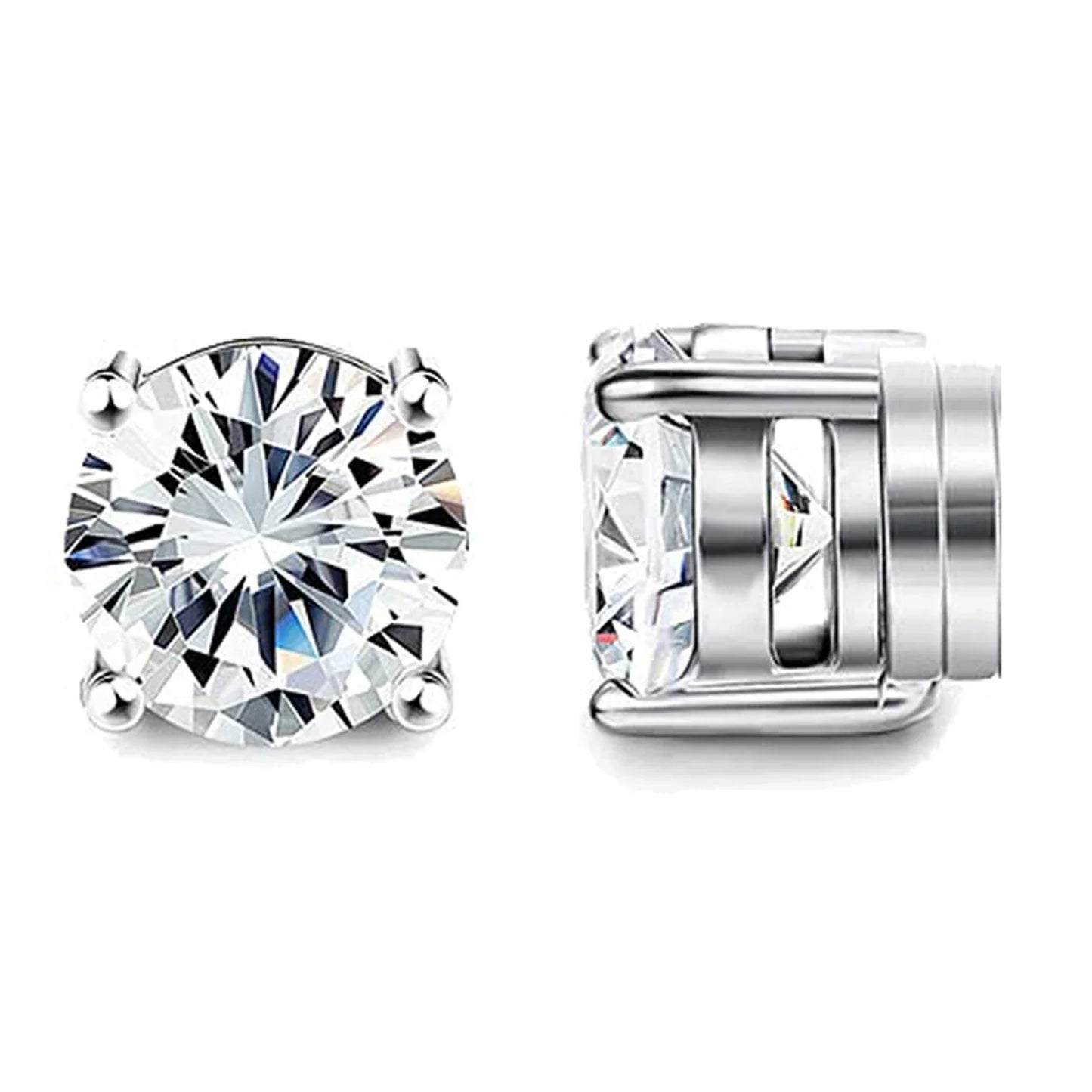 Magnetic Cubic Zirconia Clip-On Earrings Set – Non-Pierced Fake Stud, Cross Dangle & Hoop Styles for Men & Women