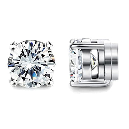 Magnetic Cubic Zirconia Clip-On Earrings Set – Non-Pierced Fake Stud, Cross Dangle & Hoop Styles for Men & Women