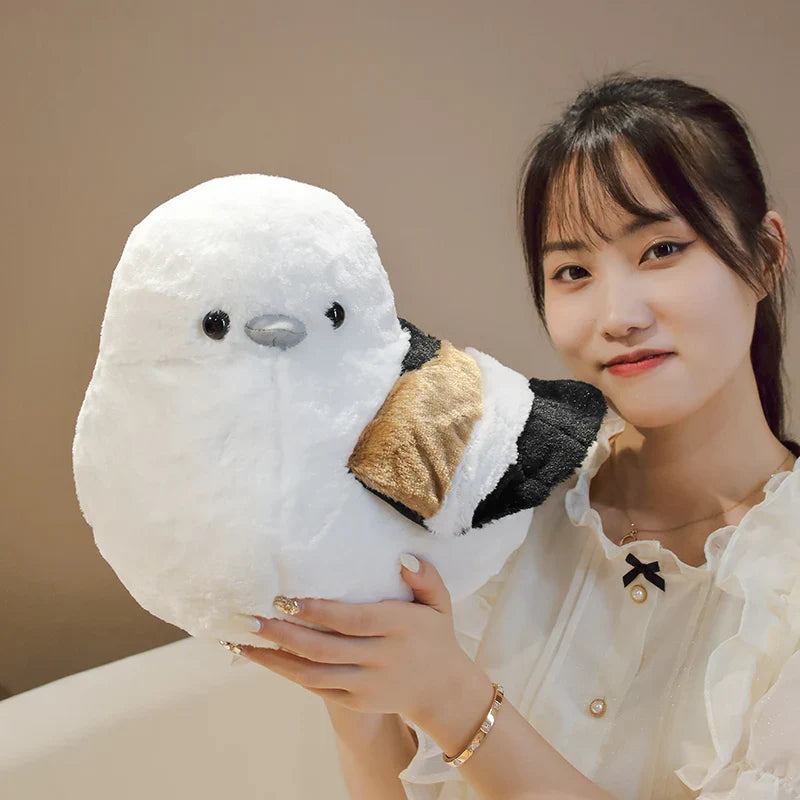 Cartoon Long-Tailed Tit Plush Toy – Cute Round Bird Stuffed Animal for Kids, Girls & Boys Gifts