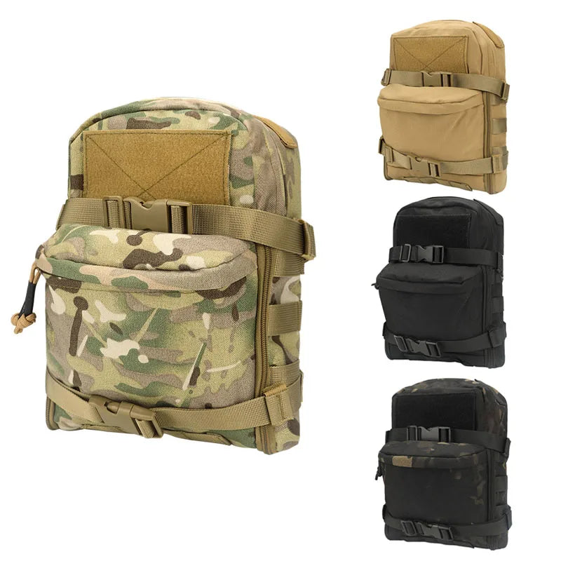 Mini Tactical Hydration Backpack - 1000D Nylon Outdoor Water Bladder Carrier with Zipper Pouch, Ideal for Hunting and Sports