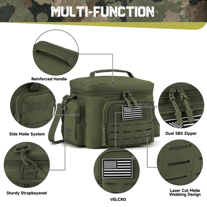 Military Tactical Lunch Box for Men - Heavy Duty, Leakproof, Insulated Thermal Cooler Bag for Work, Camping, Picnic Meals
