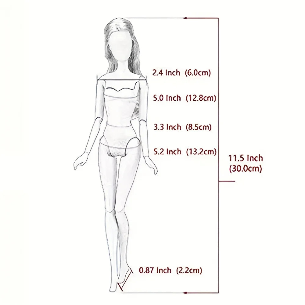 Fashion Black Dress for 11.5in/30cm 1/6 Doll – Clothes Only with Free Pair of Shoes