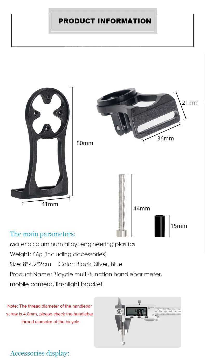 3-in-1 Bicycle Speedometer Stand – Aluminium Alloy MTB Handlebar Mount for GARMIN Edge GPS & GoPro