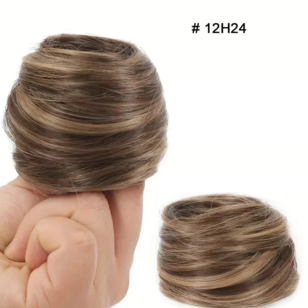 100% Human Hair Bun Ponytail Hairpiece – Brazilian Hair Scrunchie Updo, Donut Chignon Hair Extension for Women