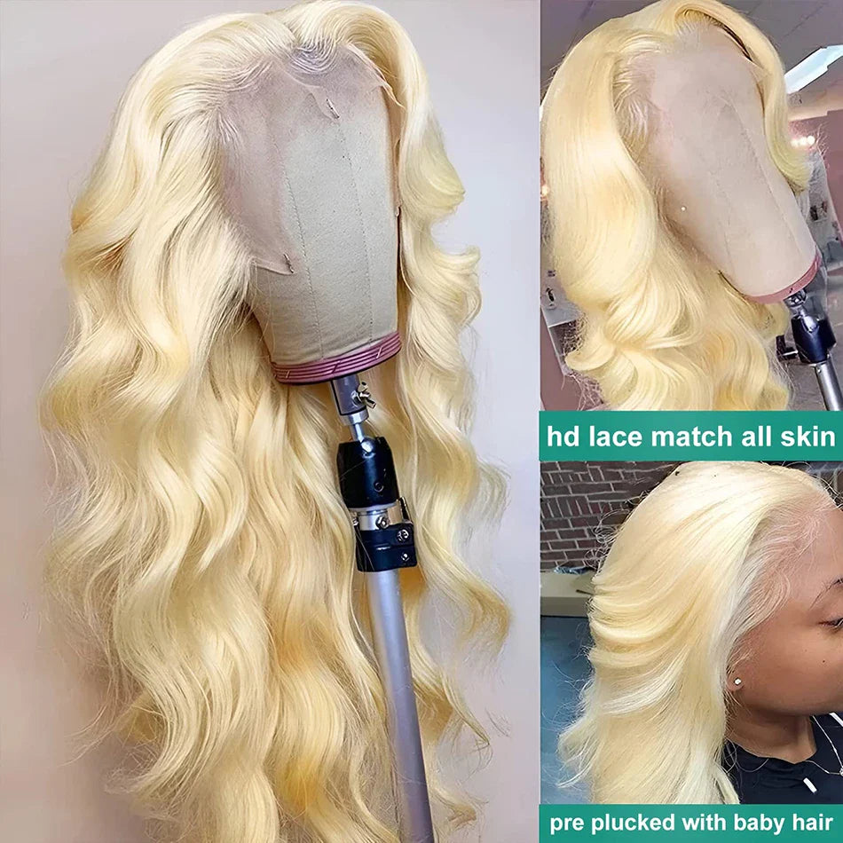 613 Blonde Human Hair Lace Front Wig – Body Wave 13x6 & 13x4 HD Lace Frontal Wig for Women
