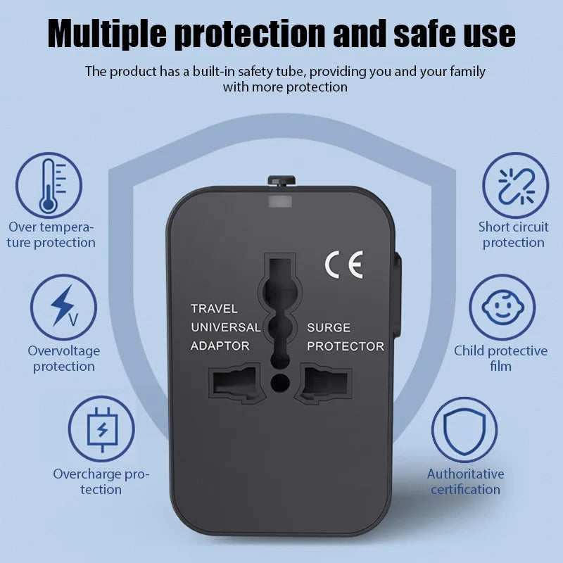 Global Travel Conversion Plug – Dual USB Port EU/UK/US/AU AC Power Charger Universal Adapter Socket Converter