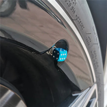 Aluminum Dice Tire Valve Caps - Dustproof Car, Truck, Motorcycle, Bike Wheel Stem Tyre Air Valve Covers