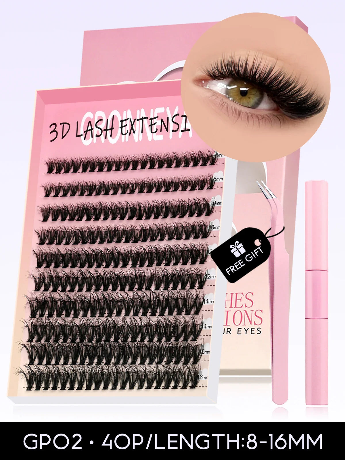 GROINNEYA Eyelash Clusters Kit – Large Capacity Wispy Individual Lashes for Natural DIY Extensions, Beginner-Friendly