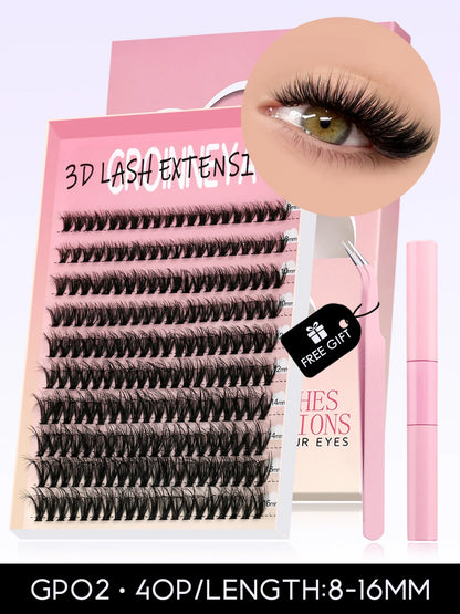 GROINNEYA Eyelash Clusters Kit – Large Capacity Wispy Individual Lashes for Natural DIY Extensions, Beginner-Friendly