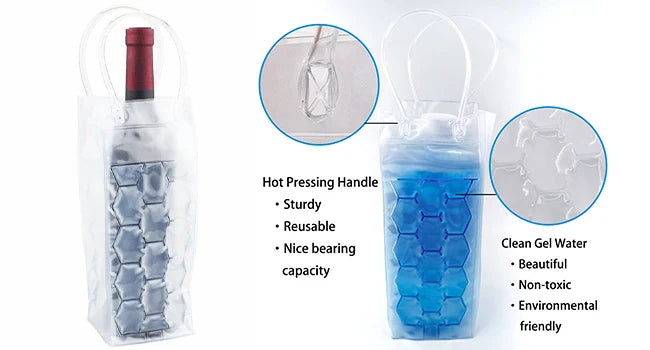 Ice Wine Bag Holder – Champagne, Beer, Whisky & Drink Cooler, Gel Cooling Chiller for Bar Accessories