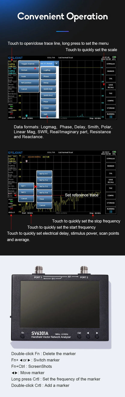 SV6301A 7" Vector Network Analyzer — 6.3GHz HF VHF UHF Antenna SWR VNA, NanoVNA Upgrade