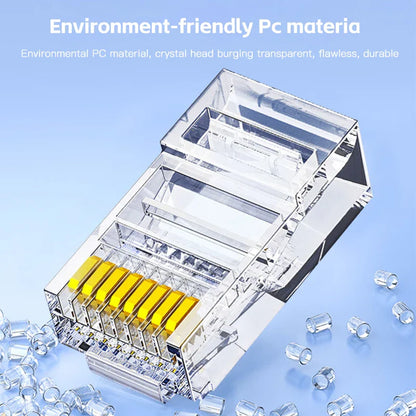 50PCS Cat6 RJ45 Connectors – Unshielded Network Cable Crystal Heads for Ethernet Cable Assembly