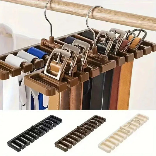 Rotating Tie & Belt Hanger — Multifunctional Scarf Organizer for Home Closet Storage