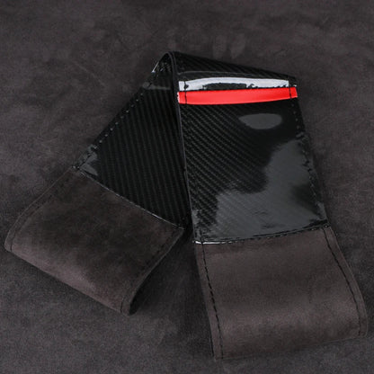 Dual-Tone Carbon Suede Steering Wheel Cover — Non-Slip, Soft Comfort, Universal Fit for Round & D-Type Wheels