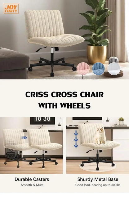 Joyfinity Plus Size Criss Cross Office Chair - Armless Swivel Modern Desk Chair for Home