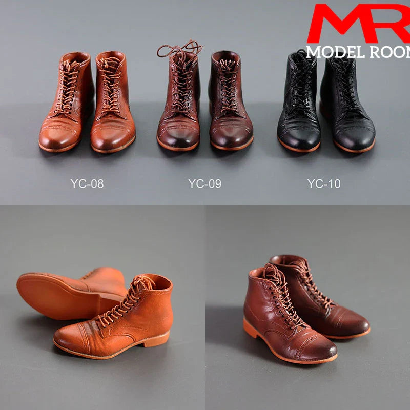 1/6 Scale Male Lace-Up Rubber Boots — Solid Soldier Shoes for 12'' Action Figures with Detachable Feet Dolls