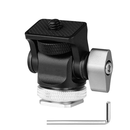 Mini Monitor Mount Holder – Adjustable Tripod Head with Cold Shoe Adapter for Flash, Microphone & Fill Light
