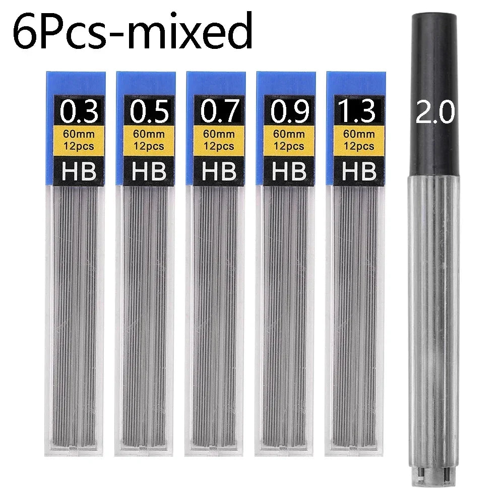 Mechanical Pencil Lead Refill Set 0.3–2.0mm HB – Multi-Size Press Automatic Pencil Leads for Drawing, Painting & Student Stationery