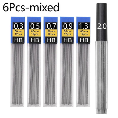 Mechanical Pencil Lead Refill Set 0.3–2.0mm HB – Multi-Size Press Automatic Pencil Leads for Drawing, Painting & Student Stationery